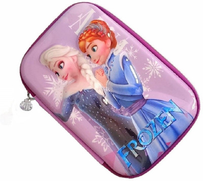 AuM Jumbo Hardtop Frozen, Anna Elsa Art Canvas Pencil Box(Set of 1, Multicolor)