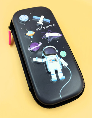 Paper Bear NA Space Art Polyester Pencil Box(Set of 1, Blue)