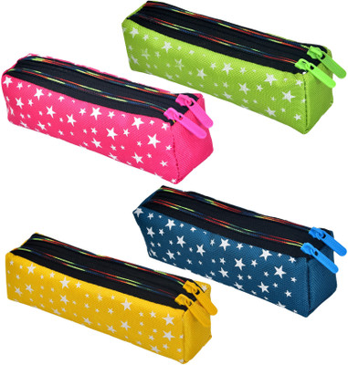 KUBER INDUSTRIES Pencil Boxes Pencil Box Art Canvas Pencil Boxes(Set of 4, Multicolor)