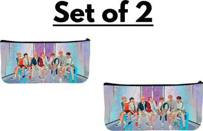 Love And Joy BTS Pouch Art Polyester Pencil Boxes(Set of 2, Multicolor)