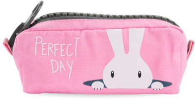 Tinker Squad Big Zipper Pencil Box Pouch | Stylish Case for School Essentials & Cosmetics Rabbit Art Canvas Pencil Box(Set of 1, Pink)