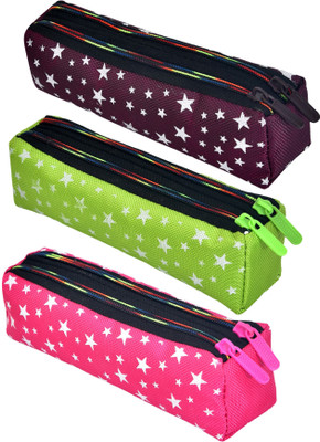 KUBER INDUSTRIES Pencil Boxes Pencil Box Art Canvas Pencil Boxes(Set of 3, Multicolor)