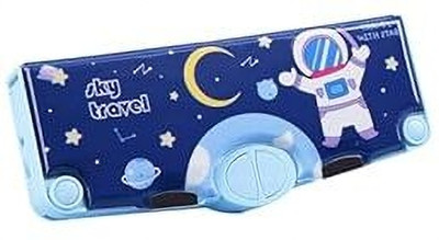 Ink spot Pencil Box Space Theme Art Plastic Pencil Boxes(Set of 1, Blue)