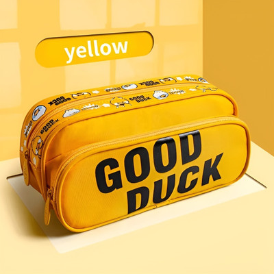 Happykids Large capacity pencil pouch alphabetic Art Polyester Pencil Box(Set of 1, Yellow)