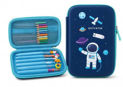 K3NTERPRISES Stylish EVA Space Pencil Case Waterproof Shockproof Organizer astronaut Art EVA Pencil Box(Set of 1, Dark Blue)