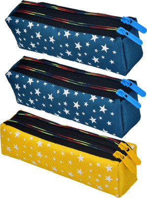 KUBER INDUSTRIES Pencil Boxes Pencil Box Art Canvas Pencil Boxes(Set of 3, Multicolor)