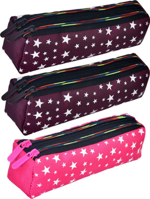 KUBER INDUSTRIES Pencil Boxes Pencil Box Art Canvas Pencil Boxes(Set of 3, Multicolor)