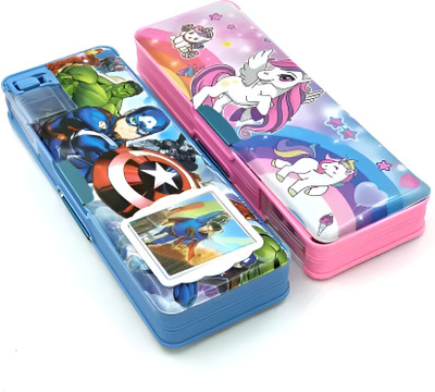 vvn Combo Pack Magnetic Closure Built-in Calculator Integrated Sharpener Cartoon Printed Design Spacious Interior Perfect for Gifting Art Plastic Pencil Box(Set of 2, Multicolor) vvn Combo Pack Magnetic Closure Built-in Calculator Integrated Sharpener Cartoon Printed Design Spacious Interior Perfect for Gifting Art Plastic Pencil Box(Set of 2, Multicolor)
