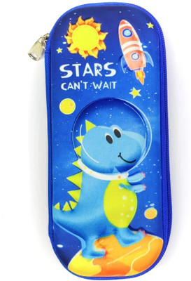 SOPALI Pencil pouch B Space print Art Canvas Pencil Box(Set of 1, Blue)
