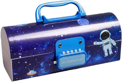JOY MAKER ASTRONAUT Password Lock Blue SPACE Art Plastic Pencil Box(Set of 1, Brown)