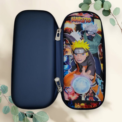LIOGLOBAL 7D Pencil Case Set Zipper Pouch with Inner Compartment & Pencil Holder Naruto Print Large Capacity Pencil Case Art EVA Pencil Box(Set of 1, Blue)