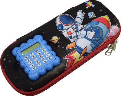 Kidizkart EVA Calculator Pencil Pouch Space Art EVA Pencil Box(Set of 1, Multicolor)