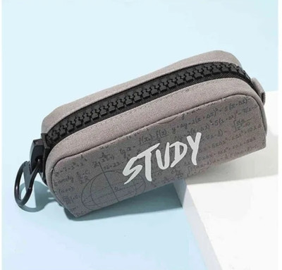 DNPS Big Zipper Pencil Case pack of 1 Art Canvas Pencil Box(Set of 1, Grey)