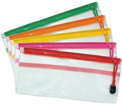 NAVYA ENTERPRISES NA Transparent Art Plastic Pencil Boxes(Set of 5, Multicolor)