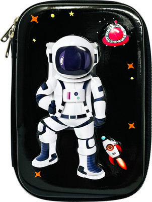 Parteet Astronaut Theme Multipurpose Stylish Large Capacity Pouch|Premium Pen & Pencil Holder|Hardtop Eva, School Supply |Birtday Gift for Kids Art EVA Pencil Box(Set of 1, Black)