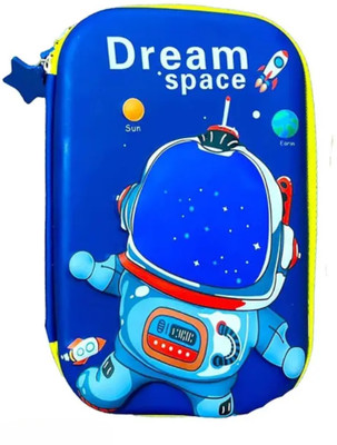 Mahaveer Collection Dreame space Pouch For School Supplies | Pencil Box For Boys Dreame space Pencil Box Art EVA Pencil Box(Set of 1, Blue)