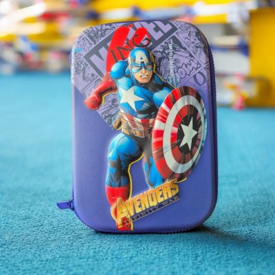 Healthtokri Pencil and Multiutility Pouch Captain America Art Plastic Pencil Box(Set of 1, Blue)