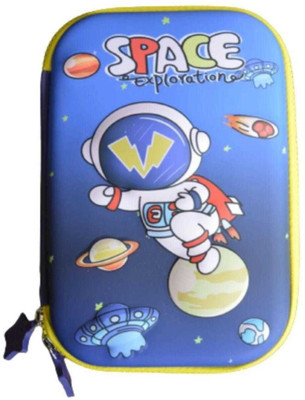 AAHANSHOPPE ASTRONAUT SPACE 7D EMBOSSED JUMBO STATIONARY POUCH RANDOM PRINT & MULTICOLOUR 7D EMBOSSED Art Canvas Pencil Box(Set of 1, Multicolor)