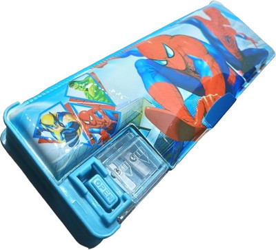 Citrine Spiderman Pencil Box For Boys, Girls, Kids Spiderman Pencil Box With Dual Sharpener For Kids Art Plastic Pencil Box(Set of 1, Light Blue)