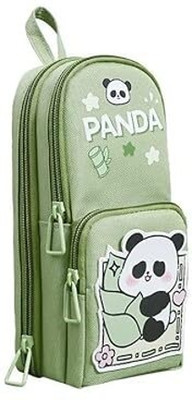 CraftGuru 1130 stady panda Panda Art Polyester Pencil Box(Set of 1, Green)