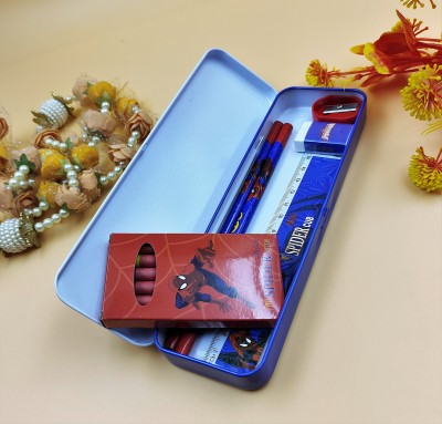 Paper Bear Spiderman Spiderman Metal Pencil box Art Metal Pencil Box(Set of 7, Red)