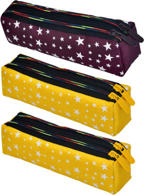KUBER INDUSTRIES Pencil Boxes Pencil Box Art Canvas Pencil Boxes(Set of 3, Multicolor)