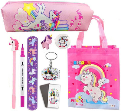 kettoby Unicorn Kids Stationery Gift Combo For kids combo set stationery kit gift pack mermaid Art Polyester Pencil Box(Set of 1, Multicolor)
