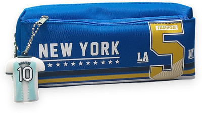 Tlismi Fancy Football Theme Pencil Pouch with Double Layer Storage & Stylish 3D Zipper Cartoon Art Canvas Pencil Box(Set of 1, Light Blue)