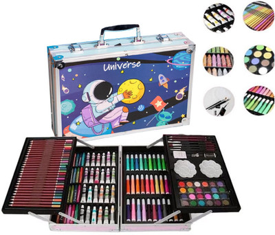 Neel Spcae Art & Craft Painting Box,Big Coloring Suitcase Multiple 145 Color Kit Set