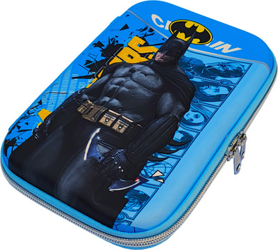 EXORA Large Capacity Big Size 3D Cover Batman Theme Pencil Case For Kids With Pen Holder and Visible Mesh Compartments, EVA Batman Big Size Pencil Case Art EVA Pencil Box(Set of 1, Blue)