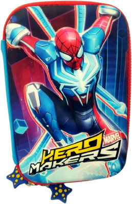 MiniFab Marvel Spider-Man Hero Makers Jumbo 3D Embossed (Matte Finish) Art EVA Pencil Box(Set of 1, Blue)