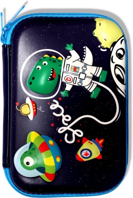 TUPELO Space Cartoon Black Zipper Pencil Case for Kids Pencil Pouch for Boys & Girls Stationary Pouch School Supplies Hardtop 3D EVA Pouch Organizer for Boys & Girls Art EVA Pencil Box(Set of 1, Black)