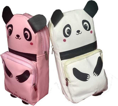 RMS Collections panda yes Art Artificial Leather Pencil Box(Set of 2, Multicolor)
