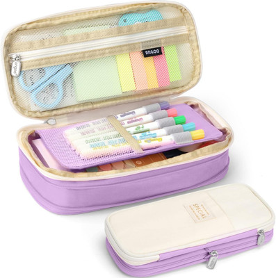 ABTRIX WITH AB Waterproof Pencil Pouch Foldable Large Capacity Pen Storage Case Solid Art Canvas Pencil Box(Set of 1, Purple)