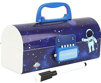 SHOPPINGKART Suitcase Style Password Lock Pencil Case Cartoon Art Plastic Pencil Box(Set of 1, Multicolor)