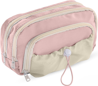 Egab Student Pink Series Plain Art Polyester Pencil Box(Set of 1, Pink)