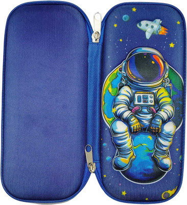 LIOGLOBAL Multipurpose Pencil Case Large Capacity Zip Pouch for Stationery Astronaut Print Art EVA Pencil Box(Set of 1, Blue)