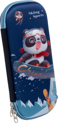 ALCANTARA Skiing Sport Nature Art Canvas Pencil Box(Set of 1, Blue)