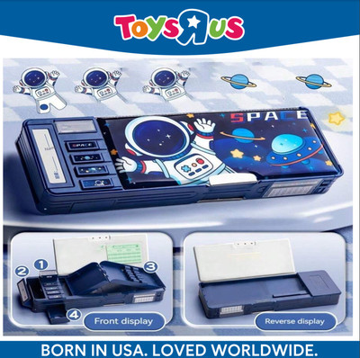 Toys R Us FLIPKART RECOMMENDED HOT SELLING TRENDING IDEAL FOR BOYS & GIRLS STATIONERY BOX SPACEMAN ASTRONAUT THEME DOUBLE SIDED PASSWORD PROTECTED COMPASS BOX Art Plastic Pencil Box(Set of 1, Dark Blue)