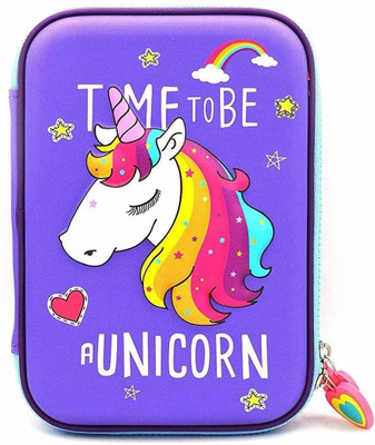 luzzo 1 Unicorn Art Plastic Pencil Boxes(Set of 1, Purple)