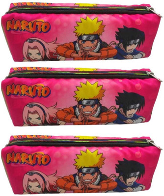 S Mark cartoon zipper pouch Art Polyester Pencil Boxes(Set of 3, Pink)