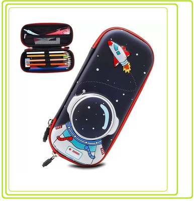 JDS ENTERPRISE Pencil Case ASTRONAUT Art Canvas Pencil Box(Set of 1, Dark Blue)