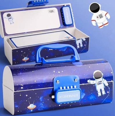JOY MAKER Pencil Box Code Lock Pen Case Art Plastic Pencil Box(Set of 1, Blue)