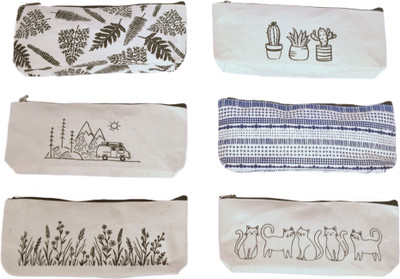 Daffodil Jute Multi Utility Pouch Printed Pouch Pencil Box for Kids Combo Pouch(Pack of 6)