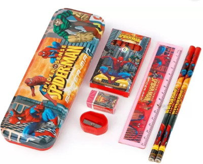 JLVH NO SPIDERMAN Art Wood Pencil Boxes(Set of 1, Red)
