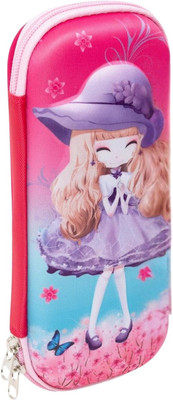 CANWELL PINK GIRL Nature Art Canvas Pencil Box(Set of 1, Multicolor)