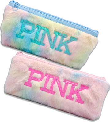 NG MART 2 PINK FURR Art Polyester Pencil Boxes(Set of 2, Pink)