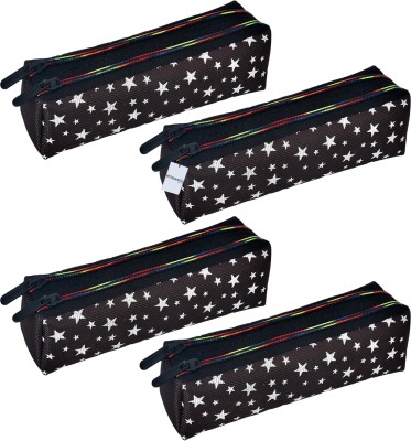 HOMESTIC Pencil Boxes Star-Design Art Canvas Pencil Boxes(Set of 4, Black)