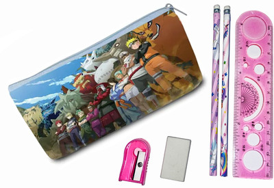 Love And Joy Naruto Rexine Pouch Art Canvas Pencil Box(Set of 5, Multicolor)
