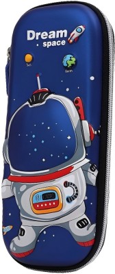 SYGA Children's Portable Multifunction Compartments with Universe Space and Astronaut Art EVA Pencil Box(Set of 1, Blue)